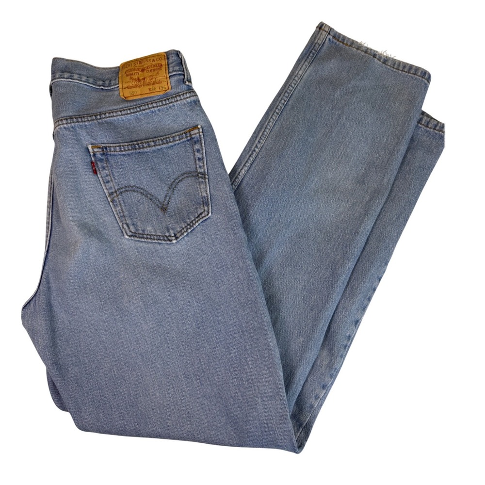 Vtg Levis 550 Relaxed Jeans Mens 36x36 (35 actual) Light Wash Tapered Y2K Dad